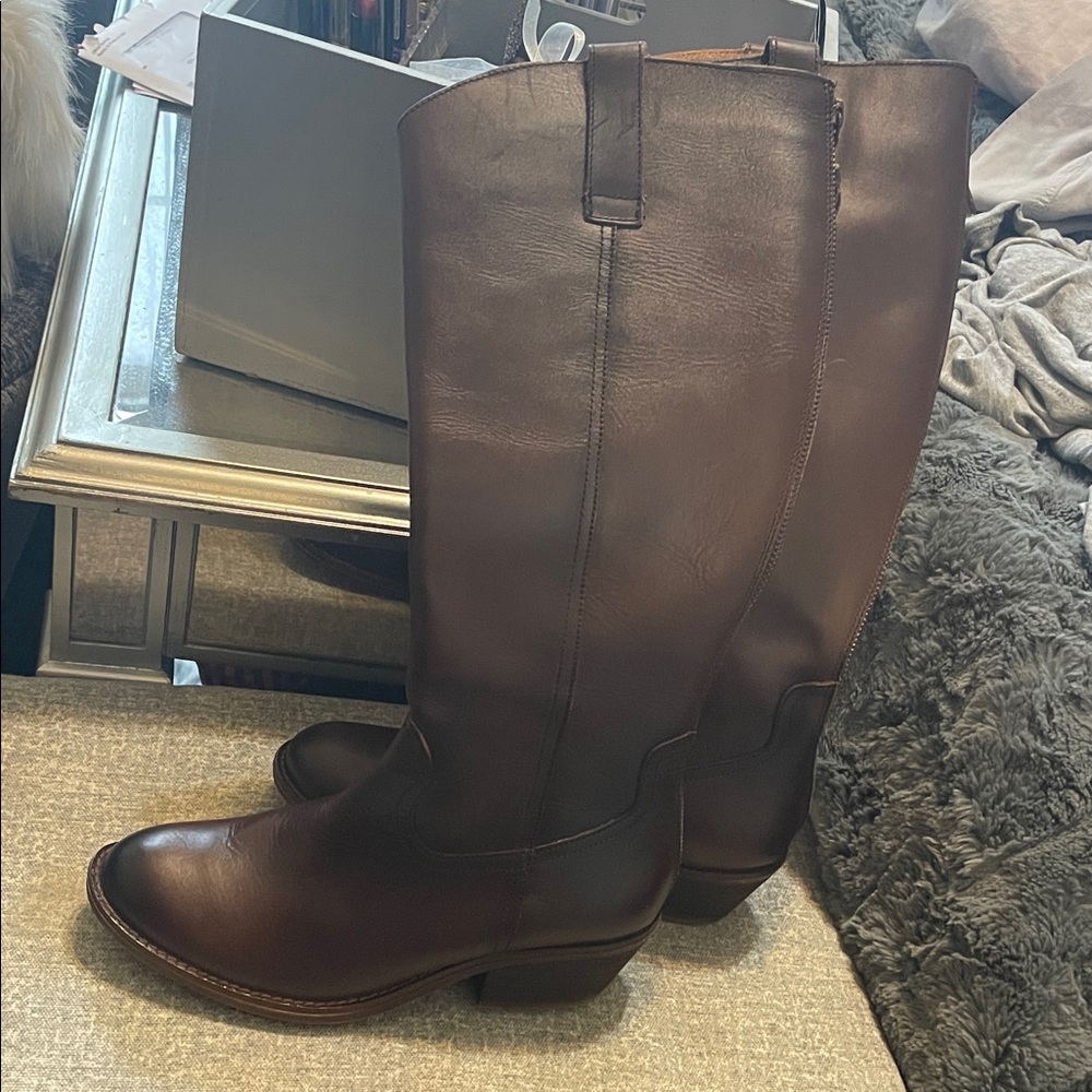 Sofft ‘Astoria’ Elegant Brown Leather Knee-High Boots